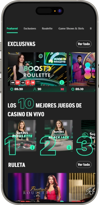 captura de pantalla de la página del casino en vivo