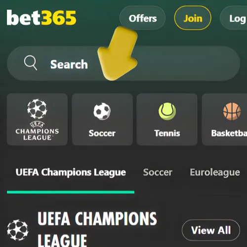 Instrucción Navegue a la sección de apuestas deportivas